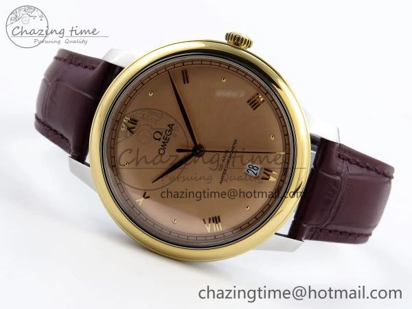 De Ville Date YG MKF 1:1 Best Edition Brown Dial Roman Marker on Brown Leather Strap A ComfortFit 7751