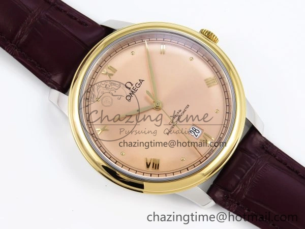 De Ville Date YG MKF 1:1 Best Edition Brown Dial Roman Marker on Brown Leather Strap A ComfortFit 7751