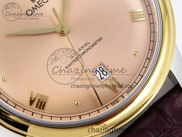 De Ville Date YG MKF 1:1 Best Edition Brown Dial Roman Marker on Brown Leather Strap A ComfortFit 7751