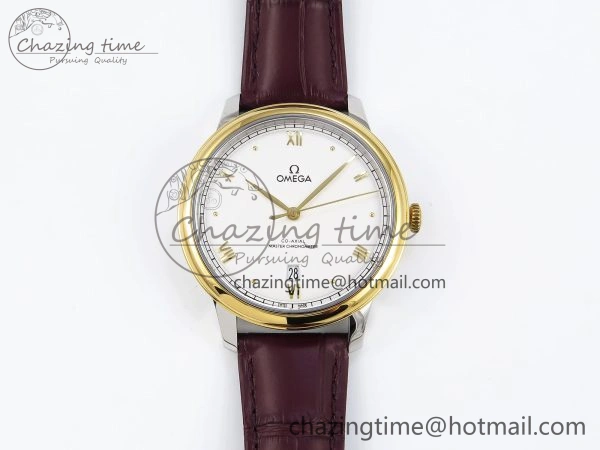 De Ville Date YG MKF 1:1 Best Edition White Dial Roman Marker on Brown Leather Strap A Attractive 7753