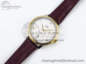 De Ville Date YG MKF 1:1 Best Edition White Dial Roman Marker on Brown Leather Strap A Attractive 7753