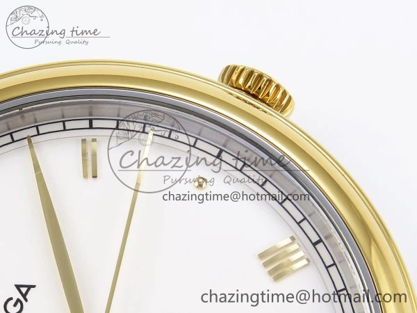 De Ville Date YG MKF 1:1 Best Edition White Dial Roman Marker on Brown Leather Strap A Attractive 7753