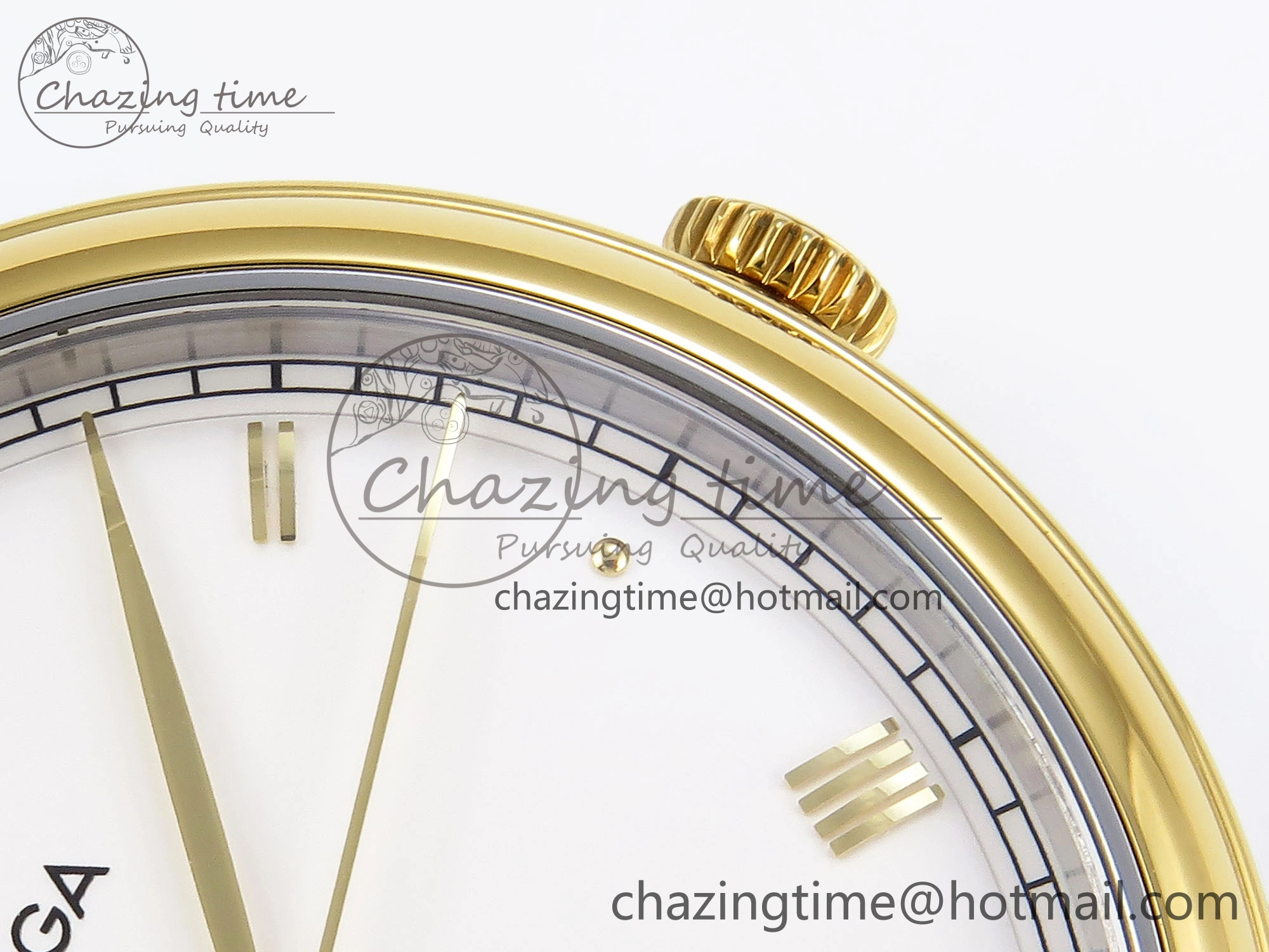 De Ville Date YG MKF 1:1 Best Edition White Dial Roman Marker on Brown Leather Strap A Attractive 7753