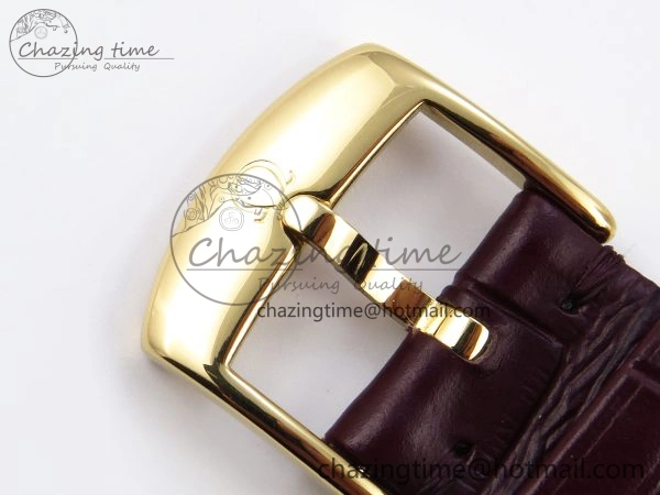 De Ville Date YG MKF 1:1 Best Edition White Textured Dial Diamonds Marker on Brown Leather Strap A Upgraded 7754