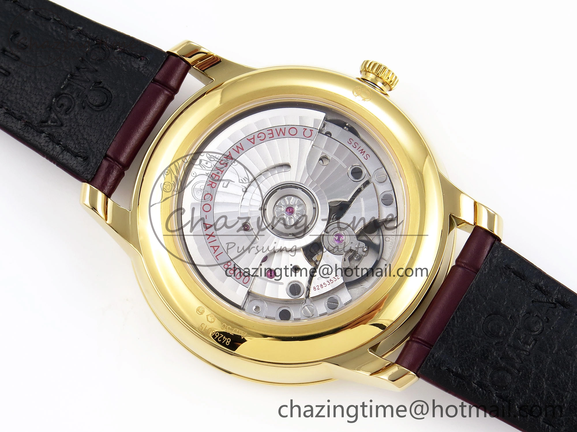 De Ville Date YG MKF 1:1 Best Edition White Textured Dial Roman Marker on Brown Leather Strap A Supportive 7756