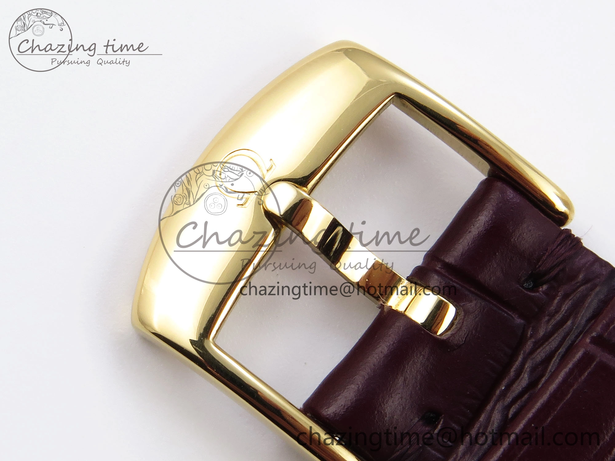 De Ville Date YG MKF 1:1 Best Edition White Textured Dial Roman Marker on Brown Leather Strap A Supportive 7756