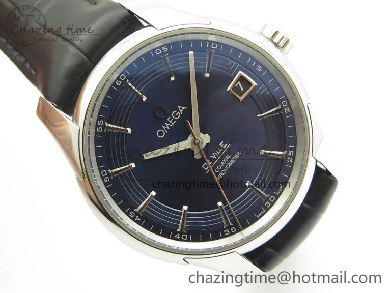 Chic De Ville Hour Vision 41mm SS VSF 1:1 Best Edition Blue Dial on Black Croco Leather Strap A8500 Super Clone 7966