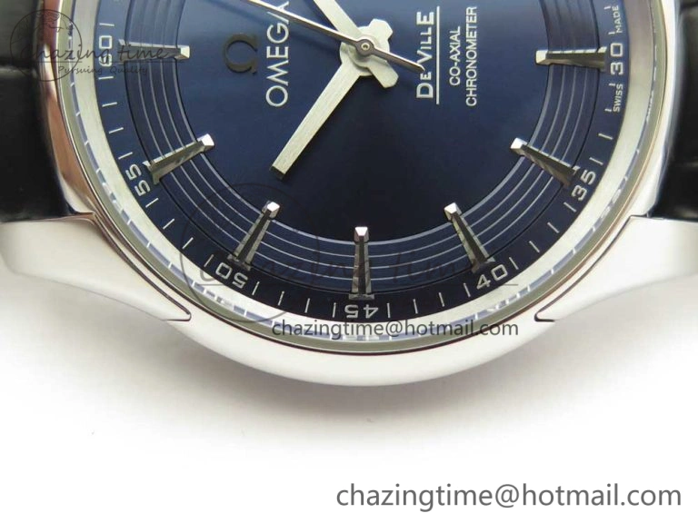 Chic De Ville Hour Vision 41mm SS VSF 1:1 Best Edition Blue Dial on Black Croco Leather Strap A8500 Super Clone 7966