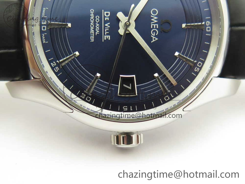 Chic De Ville Hour Vision 41mm SS VSF 1:1 Best Edition Blue Dial on Black Croco Leather Strap A8500 Super Clone 7966
