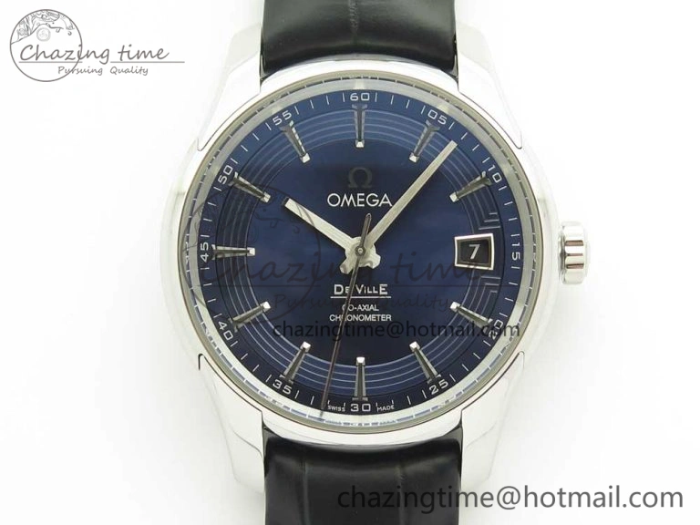 Chic De Ville Hour Vision 41mm SS VSF 1:1 Best Edition Blue Dial on Black Croco Leather Strap A8500 Super Clone 7966