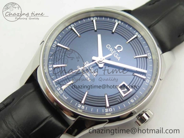 Chic De Ville Hour Vision 41mm SS VSF 1:1 Best Edition Blue Dial on Black Croco Leather Strap A8500 Super Clone 7966