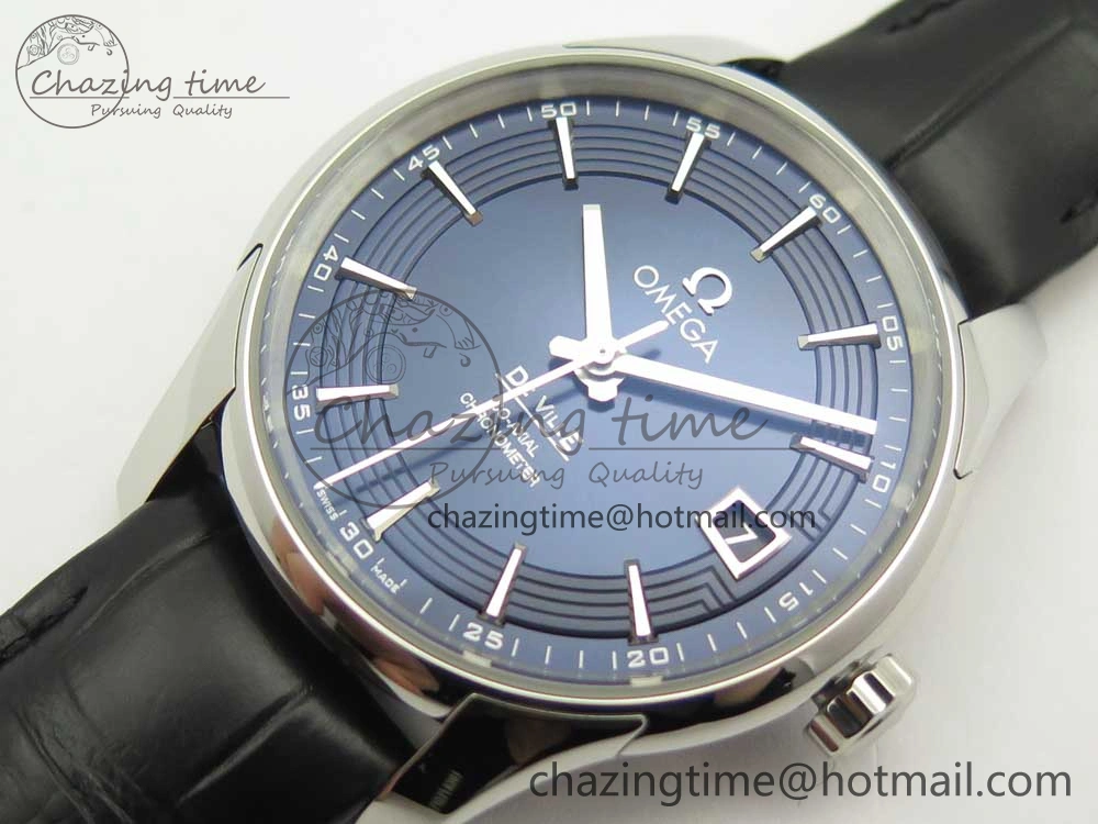 Chic De Ville Hour Vision 41mm SS VSF 1:1 Best Edition Blue Dial on Black Croco Leather Strap A8500 Super Clone 7966