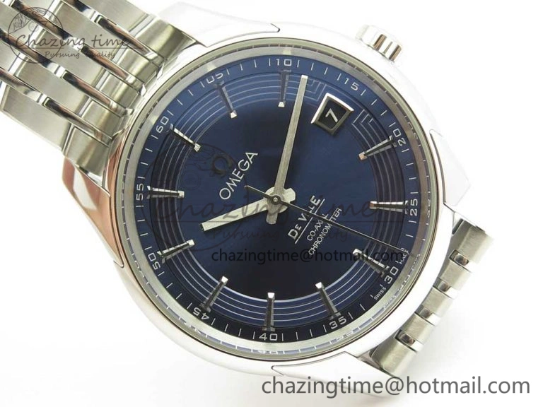 Comfortable De Ville Hour Vision 41mm SS VSF 1:1 Best Edition Blue Dial on Black SS Bracelet A8500 Super Clone (2 Straps) 7969