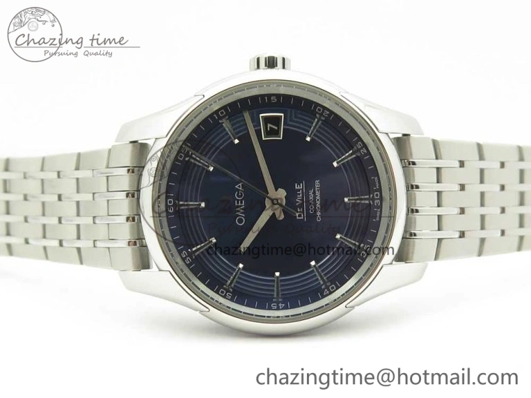 Comfortable De Ville Hour Vision 41mm SS VSF 1:1 Best Edition Blue Dial on Black SS Bracelet A8500 Super Clone (2 Straps) 7969