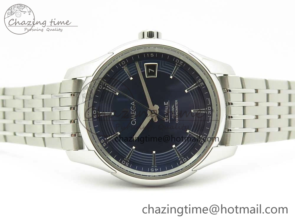 Comfortable De Ville Hour Vision 41mm SS VSF 1:1 Best Edition Blue Dial on Black SS Bracelet A8500 Super Clone (2 Straps) 7969