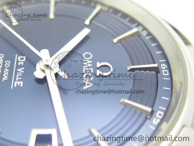Comfortable De Ville Hour Vision 41mm SS VSF 1:1 Best Edition Blue Dial on Black SS Bracelet A8500 Super Clone (2 Straps) 7969