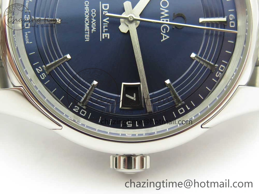 Comfortable De Ville Hour Vision 41mm SS VSF 1:1 Best Edition Blue Dial on Black SS Bracelet A8500 Super Clone (2 Straps) 7969