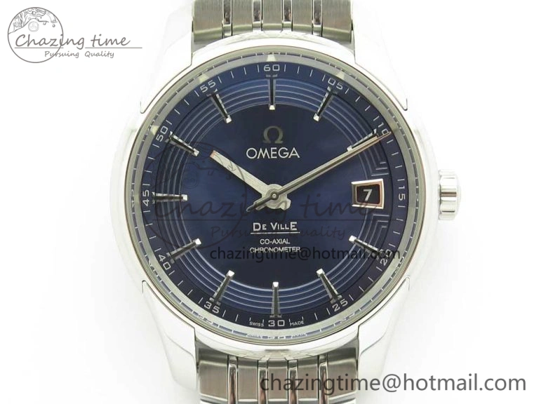 Comfortable De Ville Hour Vision 41mm SS VSF 1:1 Best Edition Blue Dial on Black SS Bracelet A8500 Super Clone (2 Straps) 7969