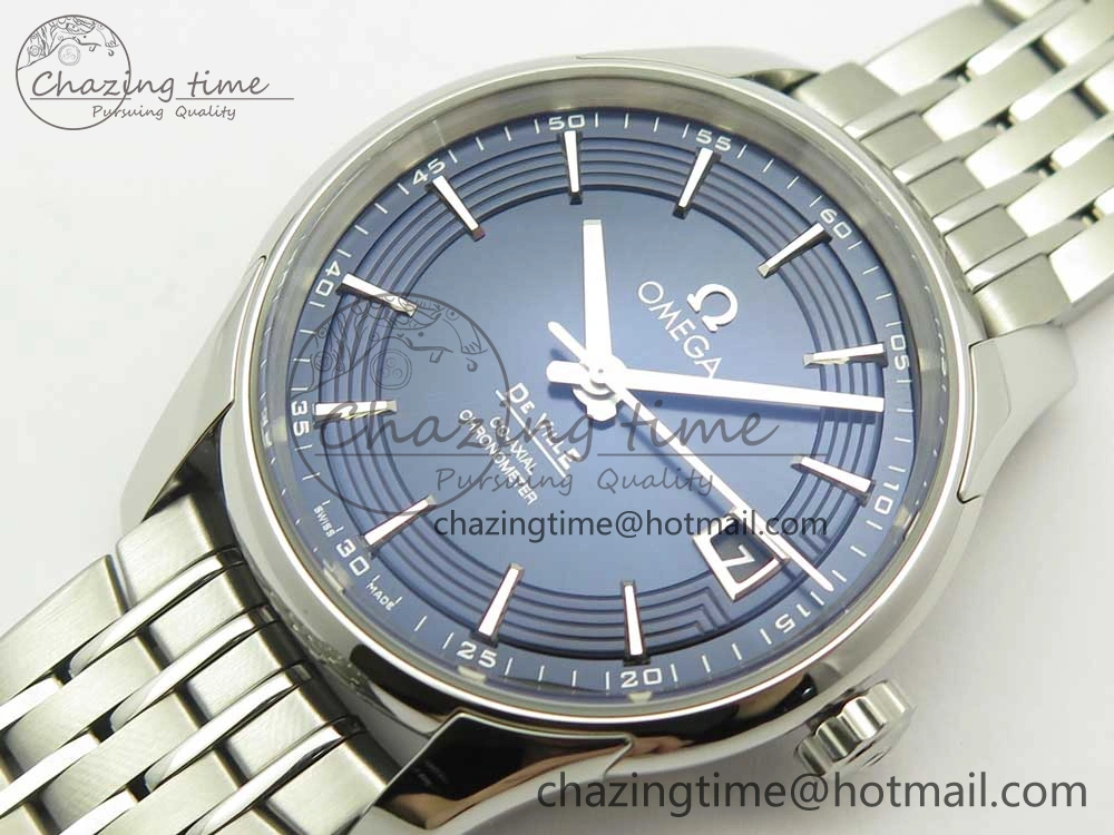 Comfortable De Ville Hour Vision 41mm SS VSF 1:1 Best Edition Blue Dial on Black SS Bracelet A8500 Super Clone (2 Straps) 7969
