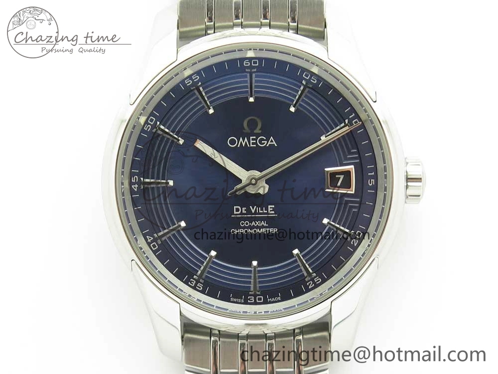 Comfortable De Ville Hour Vision 41mm SS VSF 1:1 Best Edition Blue Dial on Black SS Bracelet A8500 Super Clone (2 Straps) 7969