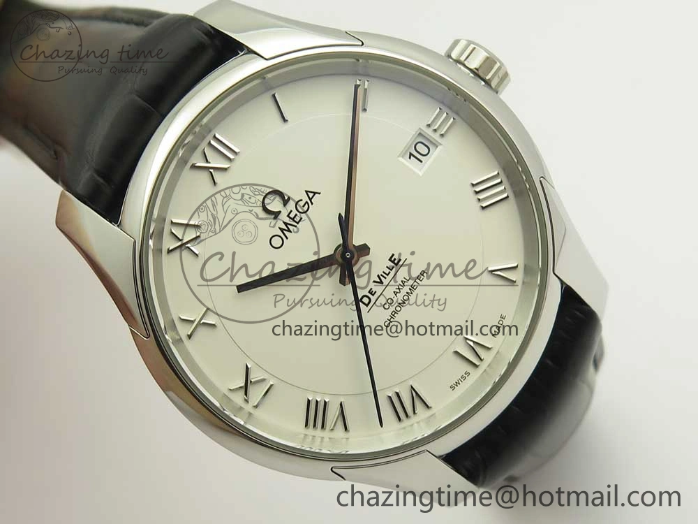 Thermal De Ville Hour Vision 41mm SS VSF 1:1 Best Edition White Dial on Black Crocodile Strap A8500 Super Clone 7945