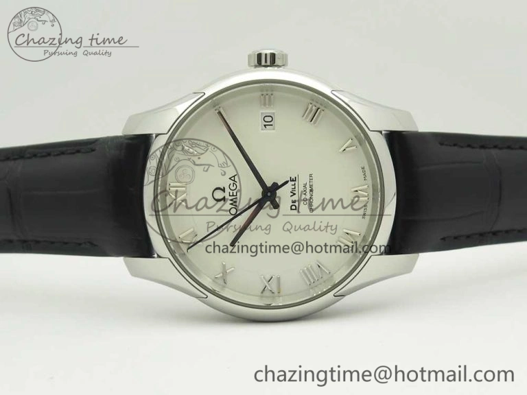Thermal De Ville Hour Vision 41mm SS VSF 1:1 Best Edition White Dial on Black Crocodile Strap A8500 Super Clone 7945