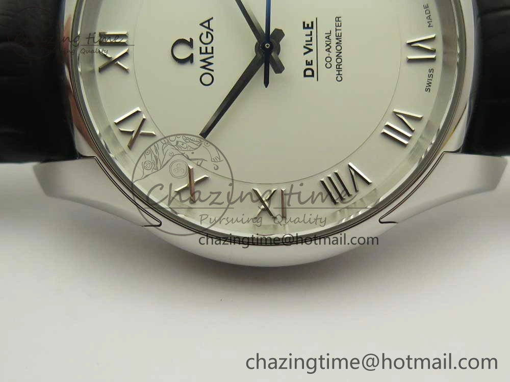 Thermal De Ville Hour Vision 41mm SS VSF 1:1 Best Edition White Dial on Black Crocodile Strap A8500 Super Clone 7945