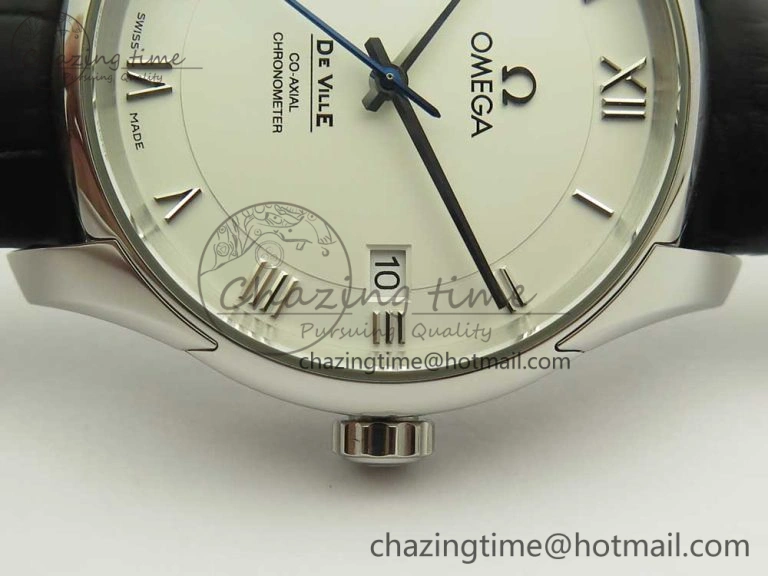 Thermal De Ville Hour Vision 41mm SS VSF 1:1 Best Edition White Dial on Black Crocodile Strap A8500 Super Clone 7945