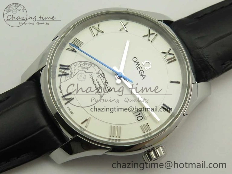 Thermal De Ville Hour Vision 41mm SS VSF 1:1 Best Edition White Dial on Black Crocodile Strap A8500 Super Clone 7945