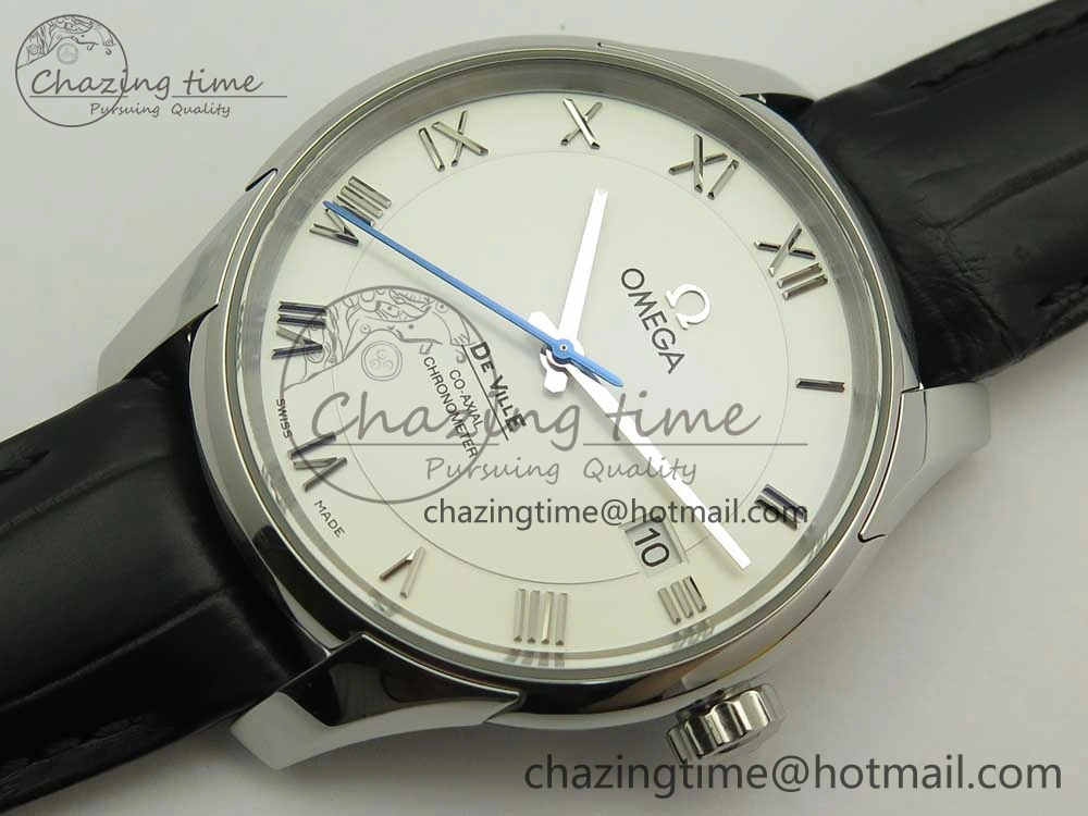 Thermal De Ville Hour Vision 41mm SS VSF 1:1 Best Edition White Dial on Black Crocodile Strap A8500 Super Clone 7945