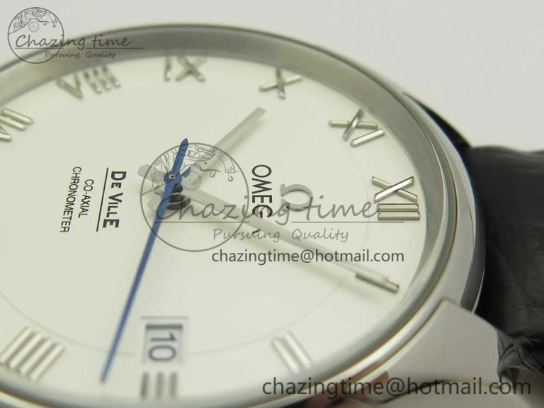 Thermal De Ville Hour Vision 41mm SS VSF 1:1 Best Edition White Dial on Black Crocodile Strap A8500 Super Clone 7945