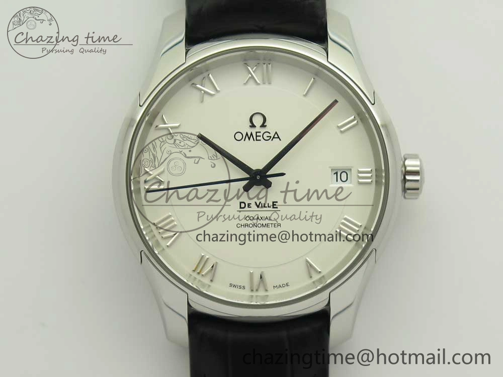 Thermal De Ville Hour Vision 41mm SS VSF 1:1 Best Edition White Dial on Black Crocodile Strap A8500 Super Clone 7945