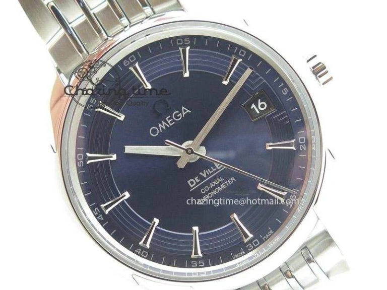 Snug De Ville Hour Vision Co-Axial 41mm SS V6F Best Edition Blue Dial On SS Bracelet A 8276