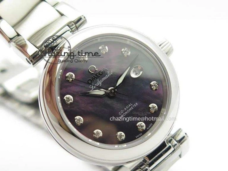 De Ville Lady 34mm SS V6F 1:1 Best Edition Black MOP Dial On SS Bracelet SEIKO NH05A Timeless 8152