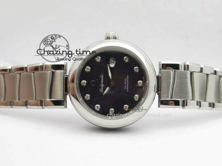 De Ville Lady 34mm SS V6F 1:1 Best Edition Black MOP Dial On SS Bracelet SEIKO NH05A Timeless 8152
