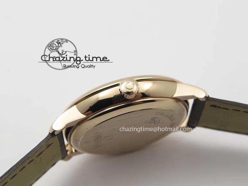 De Ville MK 1:1 Best Edition RG Black Dial On Black Leather Asian Seagull T1701 (Sec@6) TopPick 8236