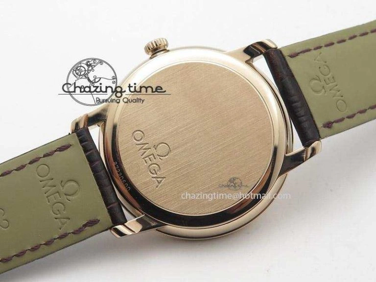 Affordable De Ville MK 1:1 Best Edition RG Blue Dial On Brown Leather Strap A 8263