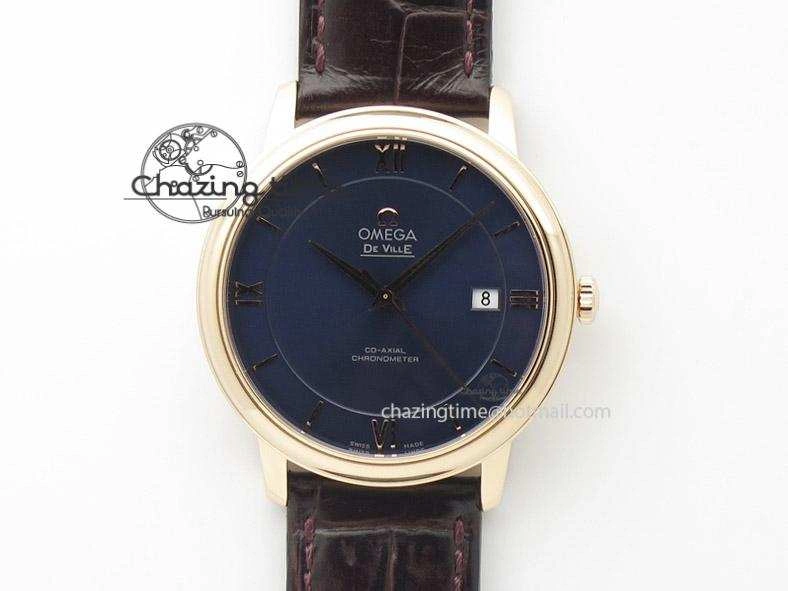 Affordable De Ville MK 1:1 Best Edition RG Blue Dial On Brown Leather Strap A 8263