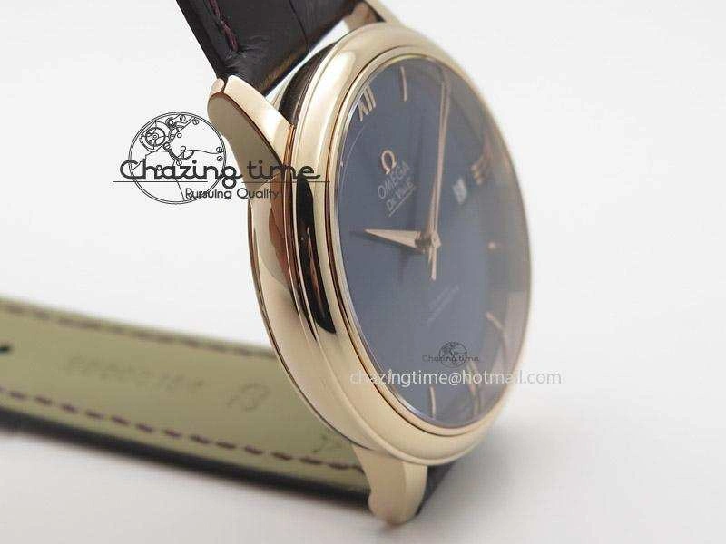 Affordable De Ville MK 1:1 Best Edition RG Blue Dial On Brown Leather Strap A 8263