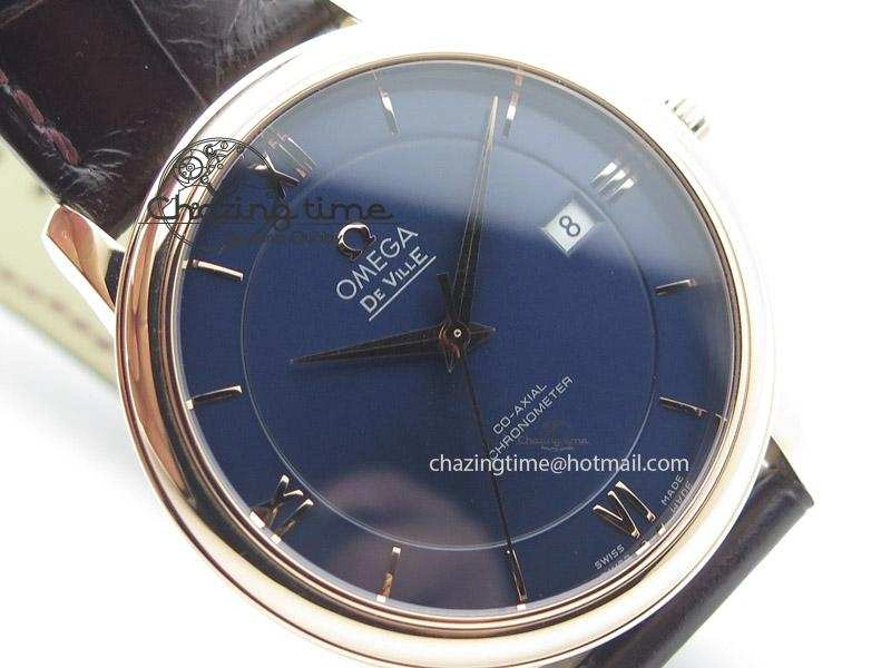 Affordable De Ville MK 1:1 Best Edition RG Blue Dial On Brown Leather Strap A 8263