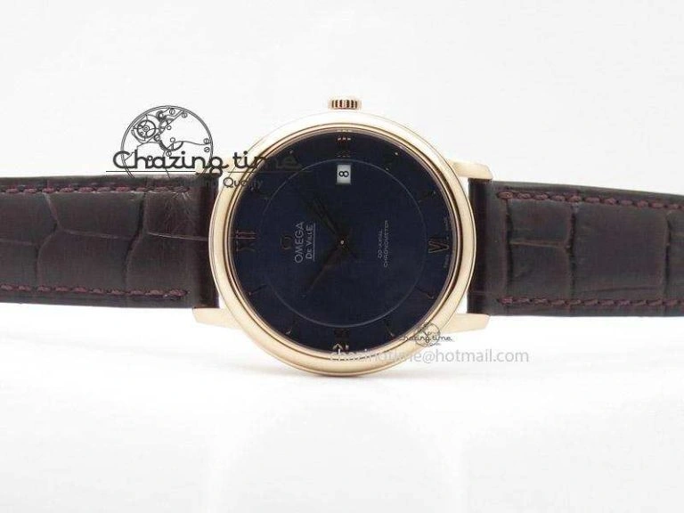Affordable De Ville MK 1:1 Best Edition RG Blue Dial On Brown Leather Strap A 8263