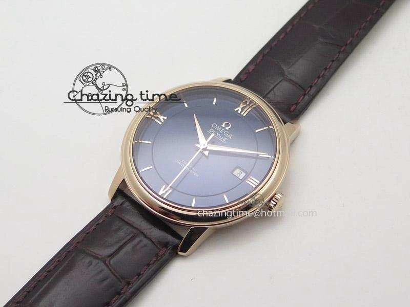 Affordable De Ville MK 1:1 Best Edition RG Blue Dial On Brown Leather Strap A 8263