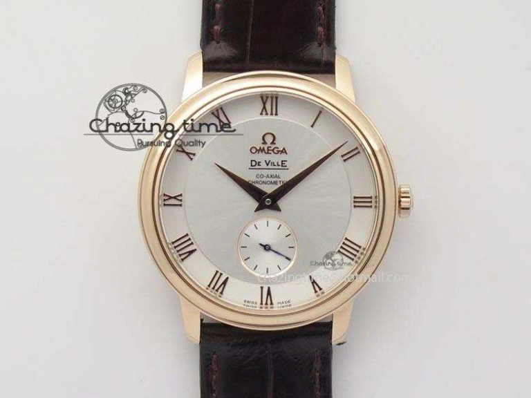 De Ville MK 1:1 Best Edition RG White Dial On Black Leather Asian Seagull T1701 (Sec@6) HighPerformance 8237
