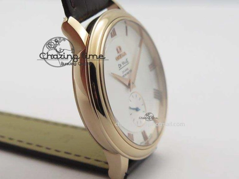 De Ville MK 1:1 Best Edition RG White Dial On Black Leather Asian Seagull T1701 (Sec@6) HighPerformance 8237
