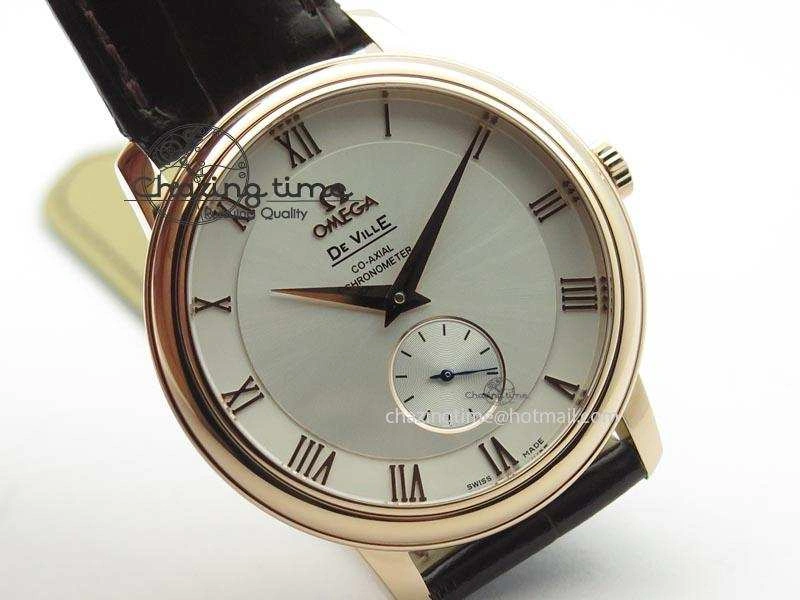 De Ville MK 1:1 Best Edition RG White Dial On Black Leather Asian Seagull T1701 (Sec@6) HighPerformance 8237