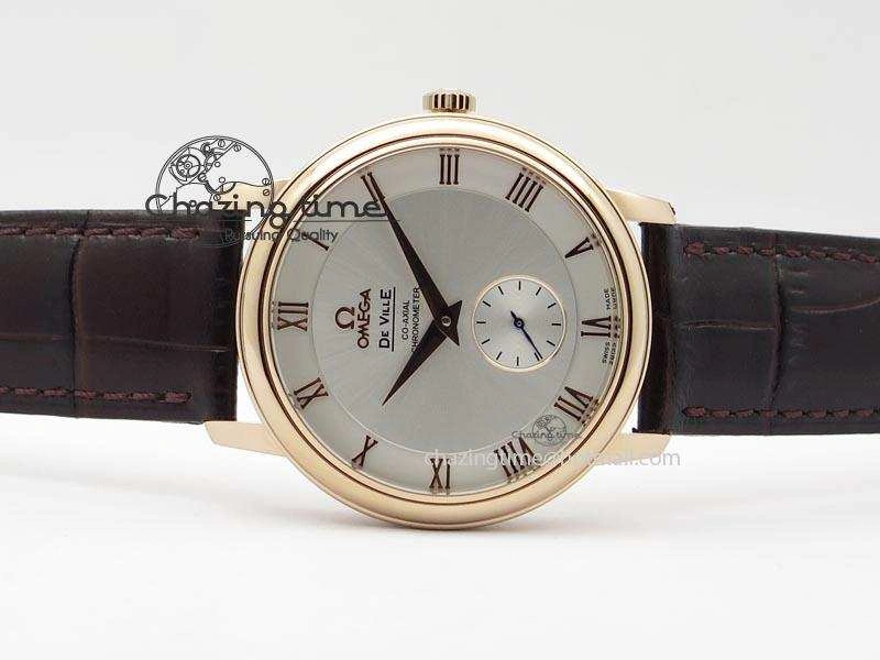 De Ville MK 1:1 Best Edition RG White Dial On Black Leather Asian Seagull T1701 (Sec@6) HighPerformance 8237