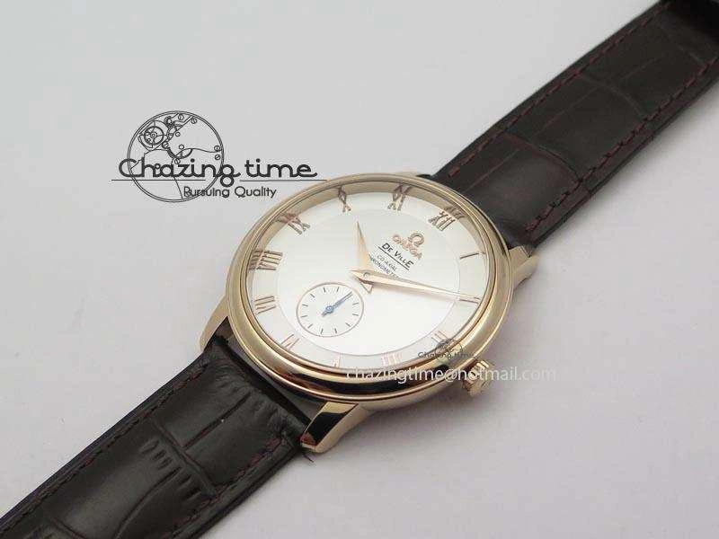 De Ville MK 1:1 Best Edition RG White Dial On Black Leather Asian Seagull T1701 (Sec@6) HighPerformance 8237
