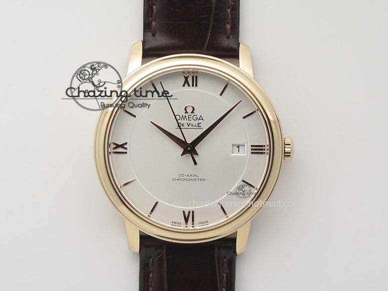 De Ville MK 1:1 Best Edition RG White Dial On Brown Leather Strap A ComfortFit 8262