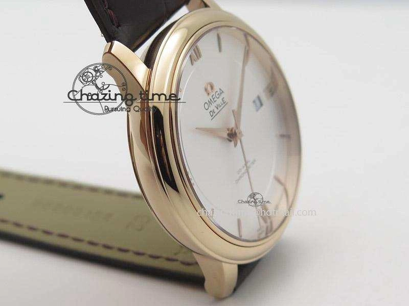 De Ville MK 1:1 Best Edition RG White Dial On Brown Leather Strap A ComfortFit 8262