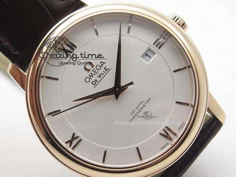 De Ville MK 1:1 Best Edition RG White Dial On Brown Leather Strap A ComfortFit 8262